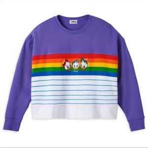 Disney Oversize Huey Dewey Louie Rainbow
Pride Purple Blue Striped Sweater XS